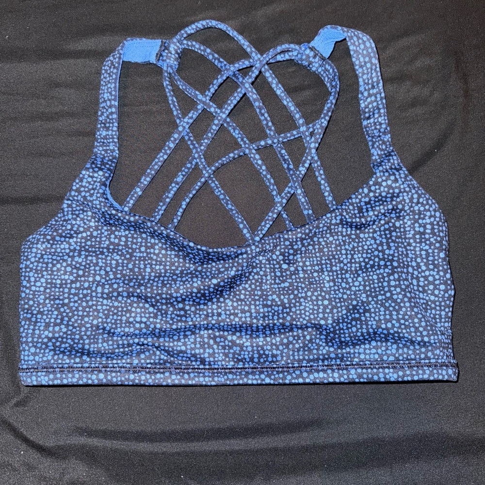 Lululemon Blue Strappy Sports Bra with Lattice Back